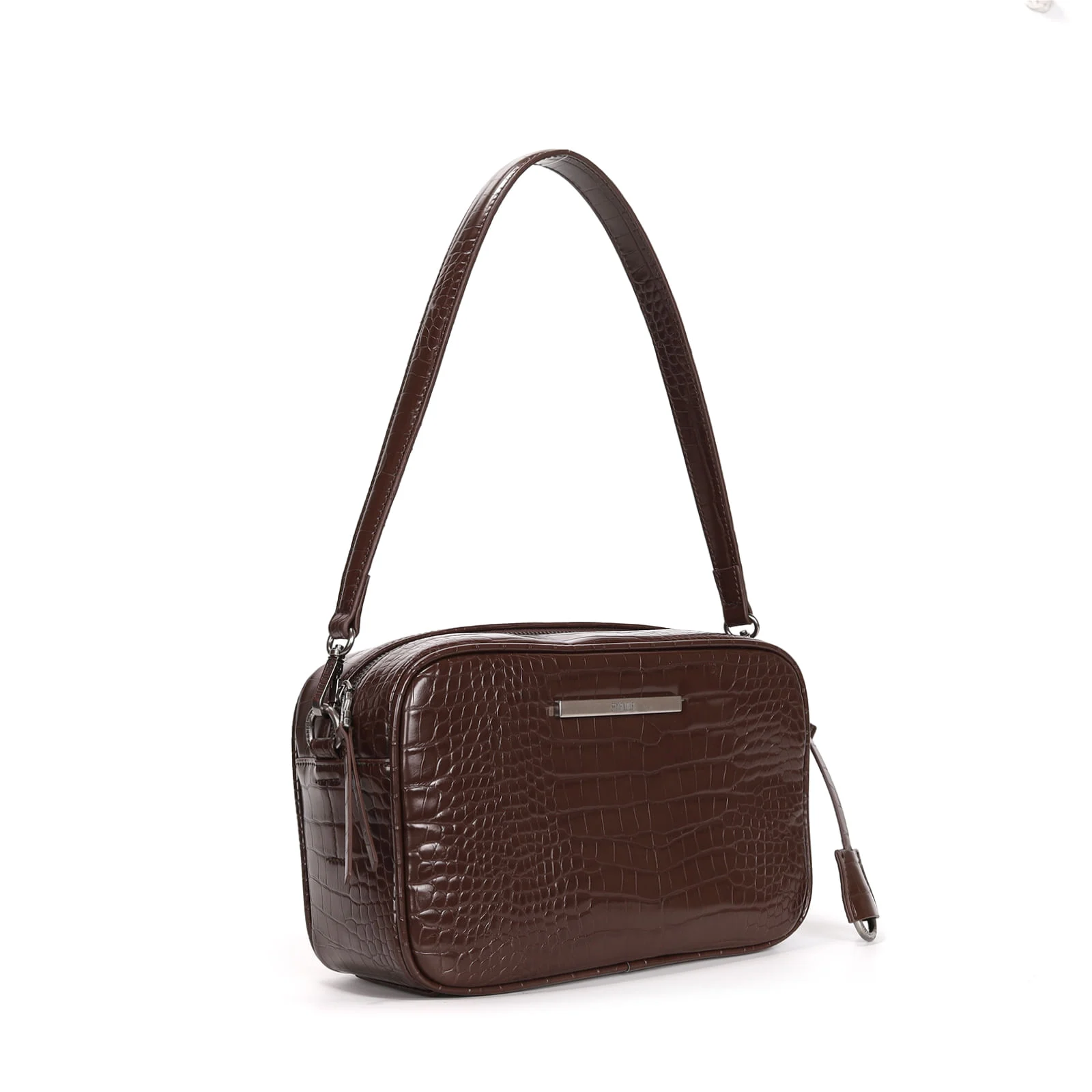 Bolsa Marrom Café Croco Tiracolo Transversal - vista 2 de 3