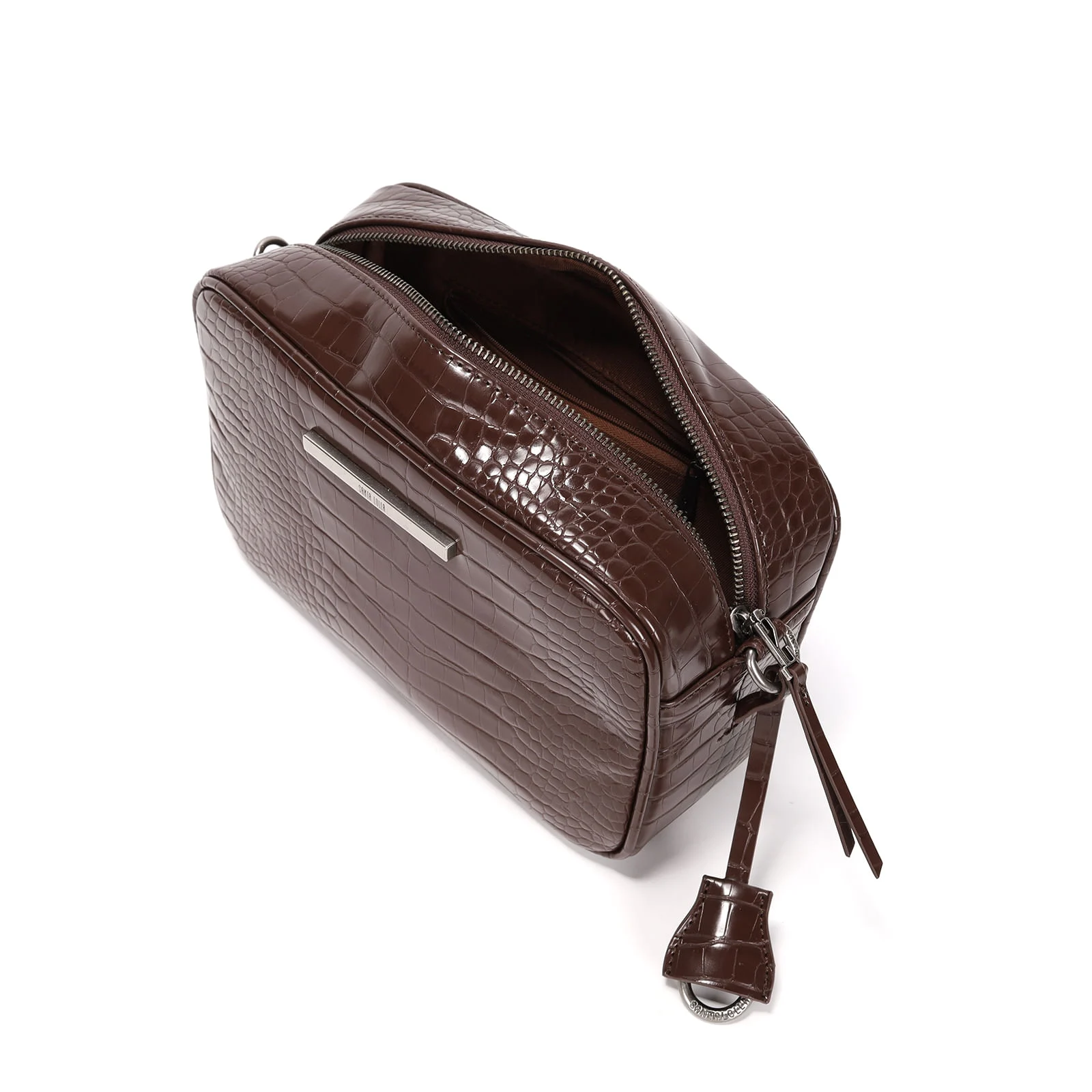 Bolsa Marrom Café Croco Tiracolo Transversal - vista 3 de 3