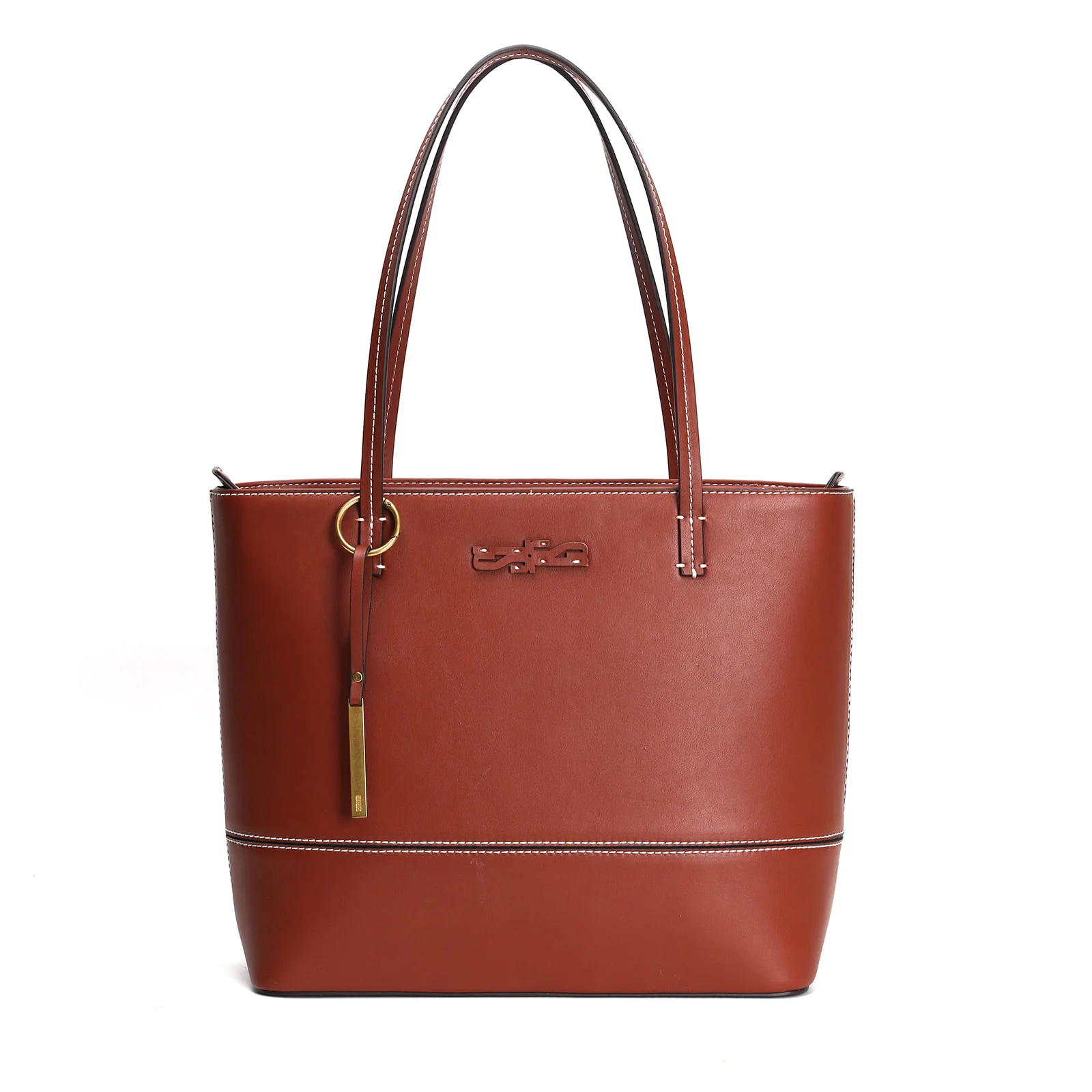 Bolsa Shopper Marrom Grande Pesponto - vista 1 de 5