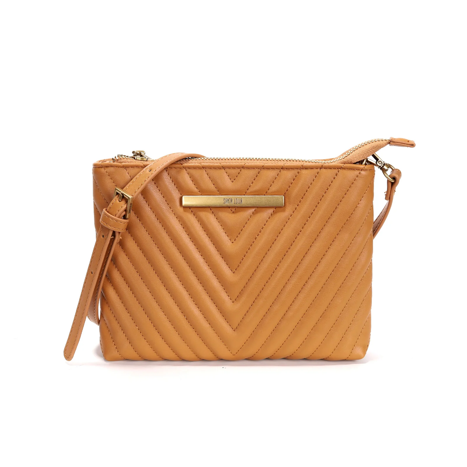 Bolsa Transversal Marrom Claro Matelassê - vista 1 de 3