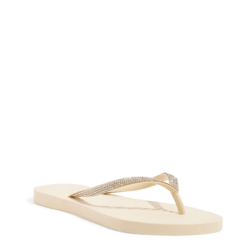 Chinelo Flip Flop Borracha Bege Brilho - vista 2 de 4