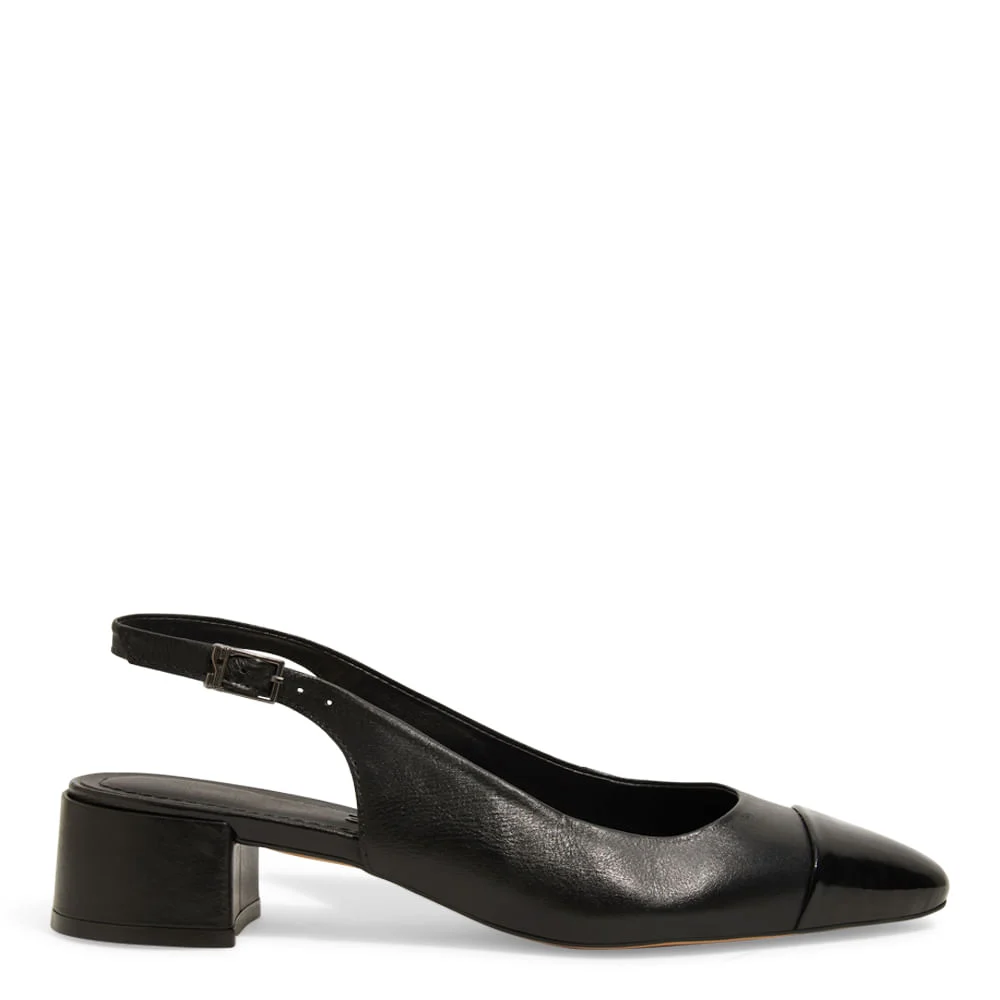 Scarpin Boneca Napa Preto Salto Bloco Baixo - vista 1 de 3