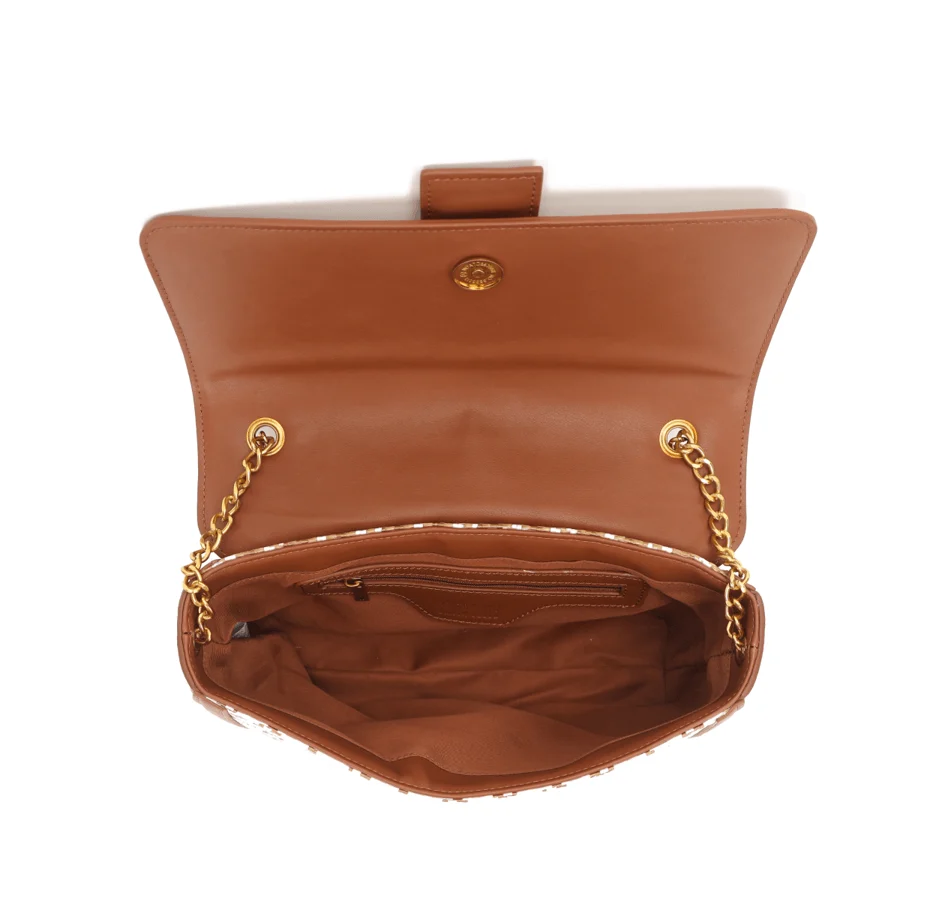 Bolsa Tramado Marrom Alça De Ombro Corrente - vista 6 de 6