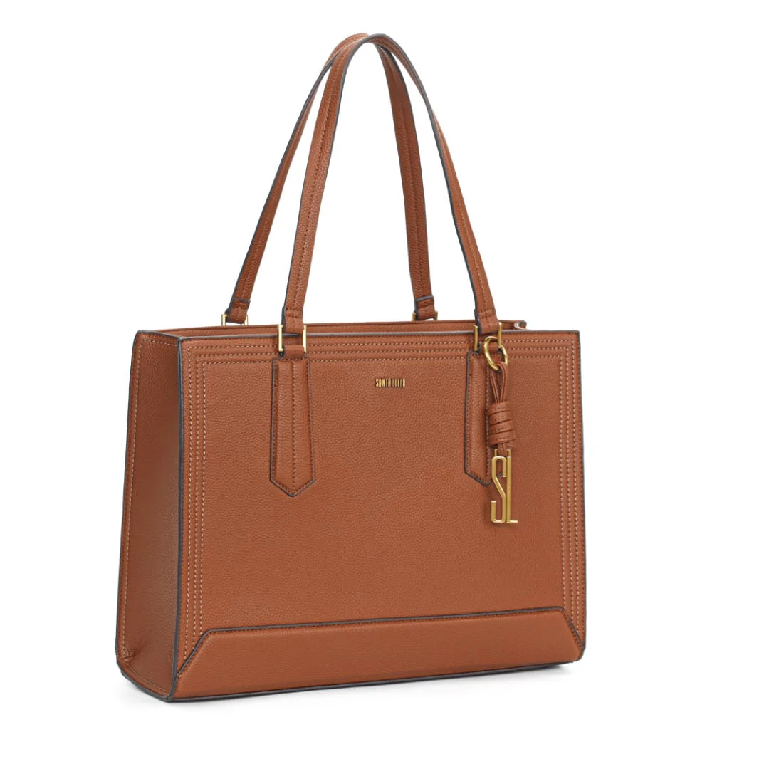 Bolsa Tote Marrom Quadrada Alça Ombro - vista 2 de 7