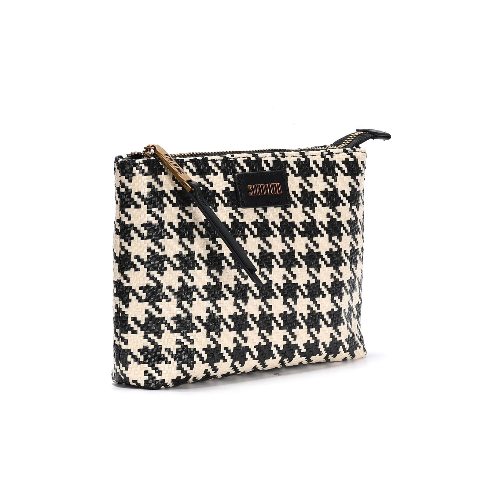 Bolsa Pequena Tiracolo Tramado Pied Poule Preto - vista 2 de 3
