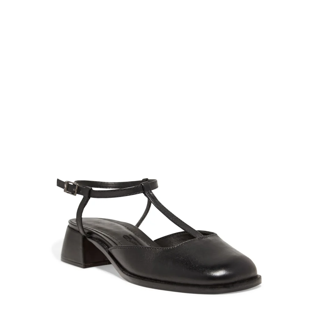 Scarpin Boneca Preto Bico Redondo - vista 2 de 5