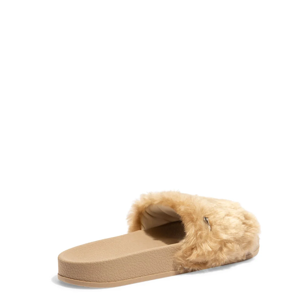 Chinelo Slide Borracha Pelúcia Bege - vista 4 de 5