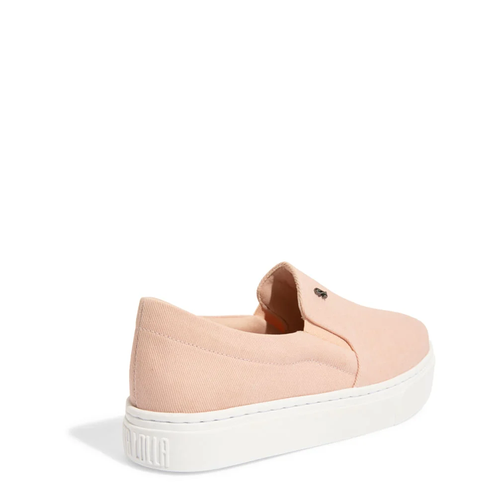 Tênis Slip On Lona Canelada Laranja Pêssego - vista 3 de 5