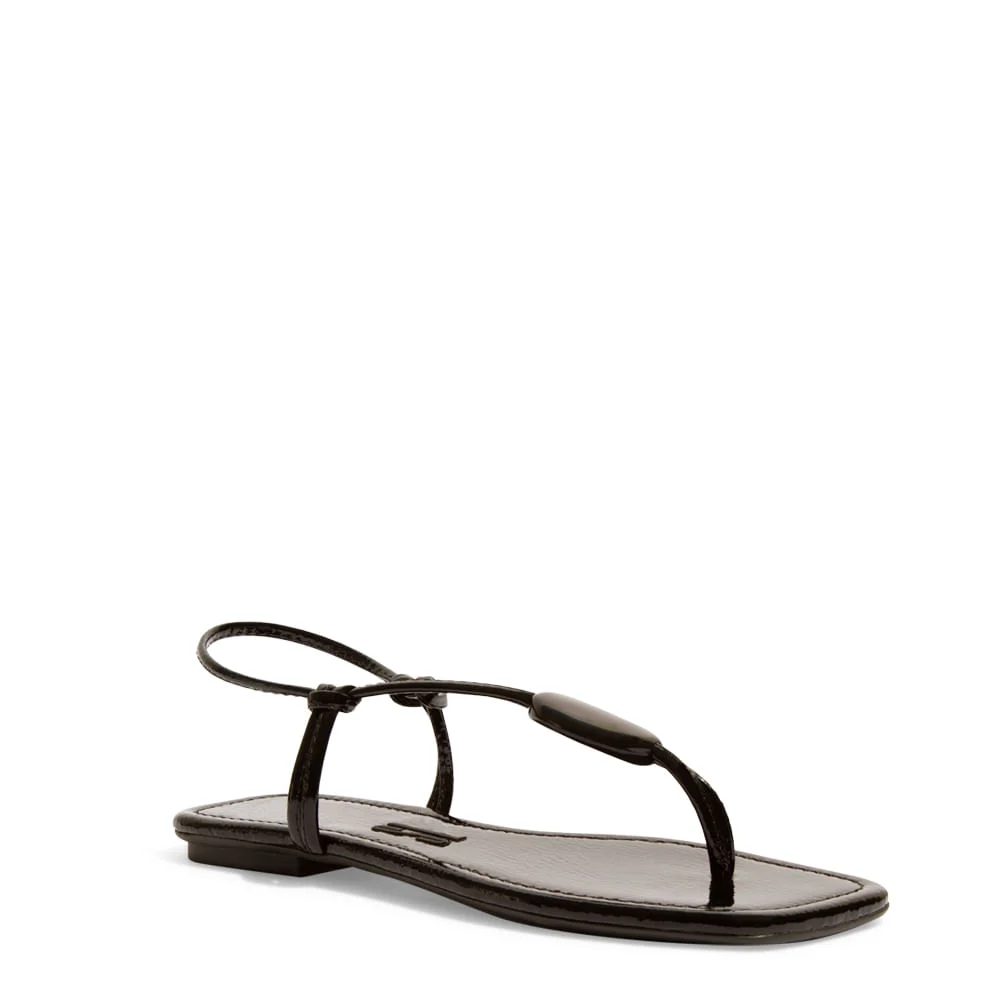 Rasteira Envernizado Glossy Preta Bico Quadrado - vista 2 de 4