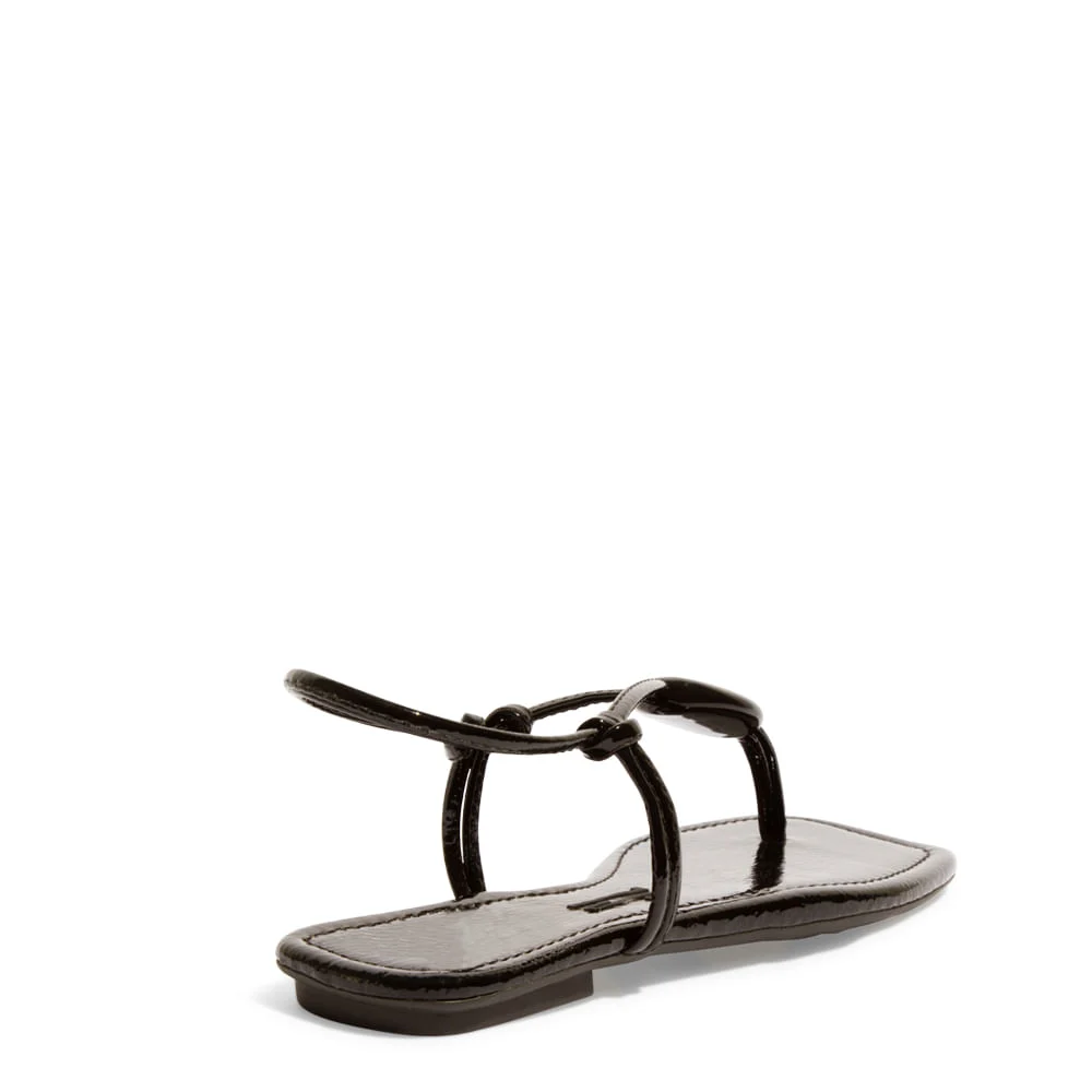 Rasteira Envernizado Glossy Preta Bico Quadrado - vista 3 de 4