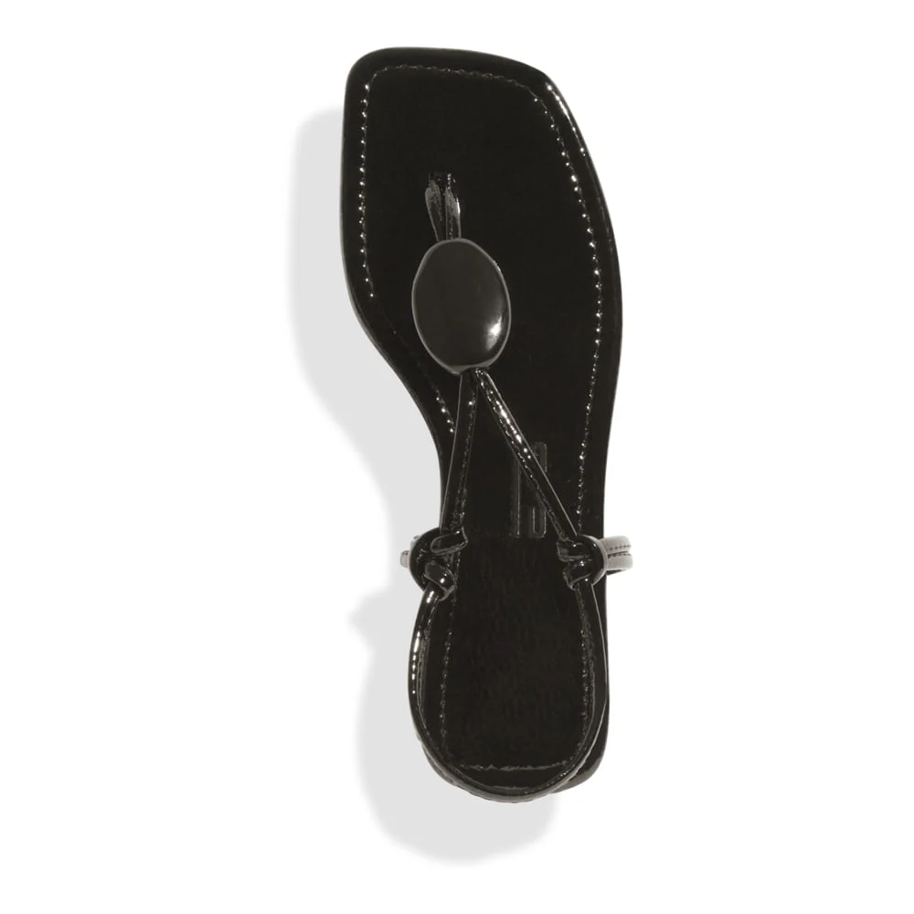 Rasteira Envernizado Glossy Preta Bico Quadrado - vista 4 de 4
