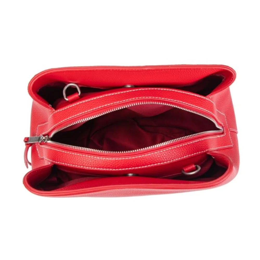 Bolsa Vermelha Trapézio Alça De Ombro Pesponto - vista 2 de 3