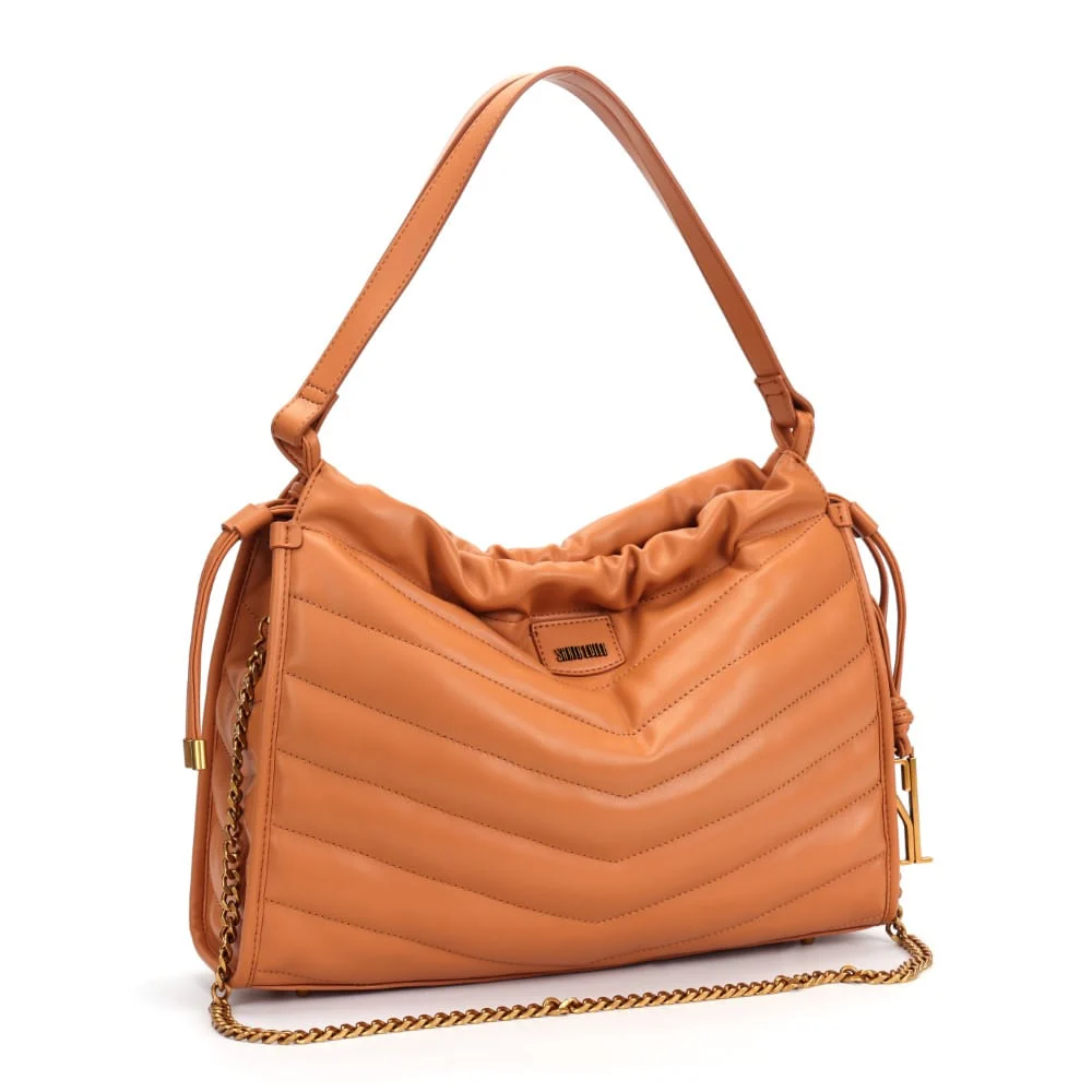 Bolsa Baguete Caramelo Soft Corrente Dourada - vista 2 de 7