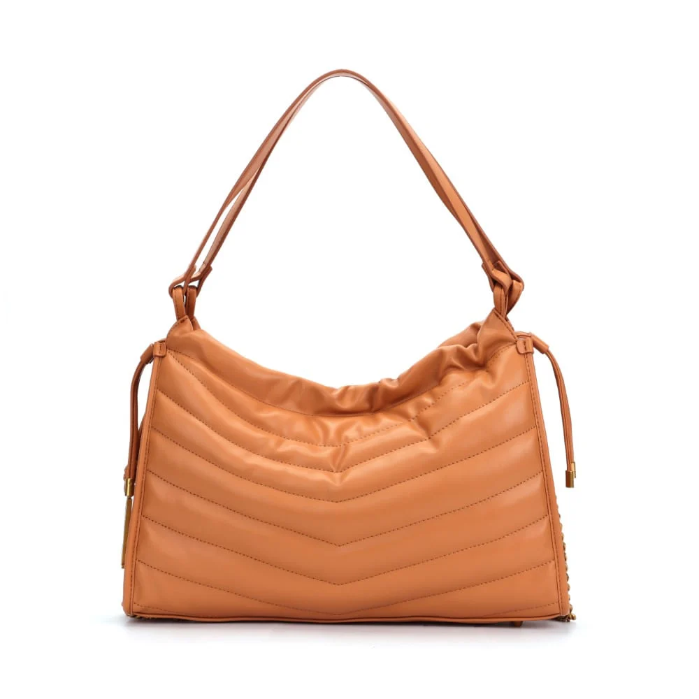 Bolsa Baguete Caramelo Soft Corrente Dourada - vista 5 de 7