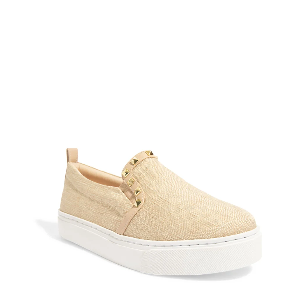 Tênis Slip On Linho Copacabana Bege Spikes - vista 2 de 5