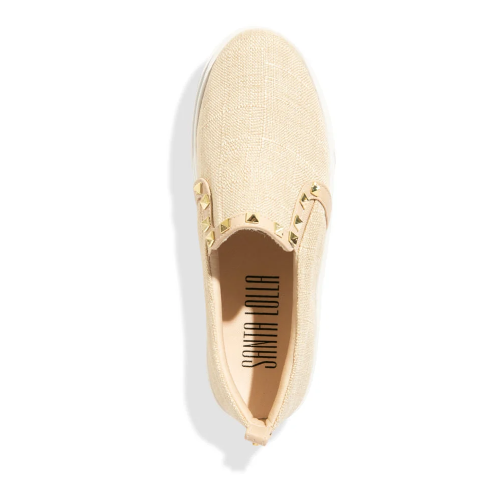 Tênis Slip On Linho Copacabana Bege Spikes - vista 5 de 5