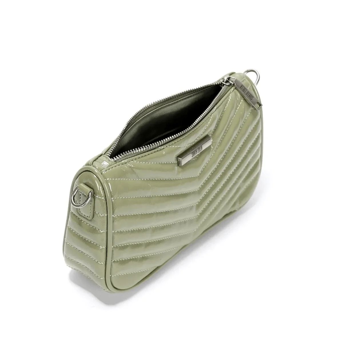 Bolsa Verde Matelassê Verniz Alça Transversal Corrente - vista 3 de 3