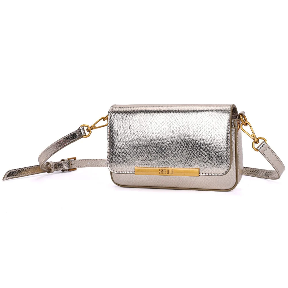 Bolsa Mini Bag Dourada Metalizada Transversal - vista 3 de 7