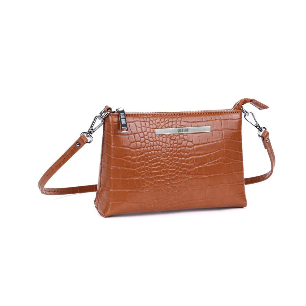 Bolsa Croco Marrom Alça Fina Transversal - vista 2 de 7