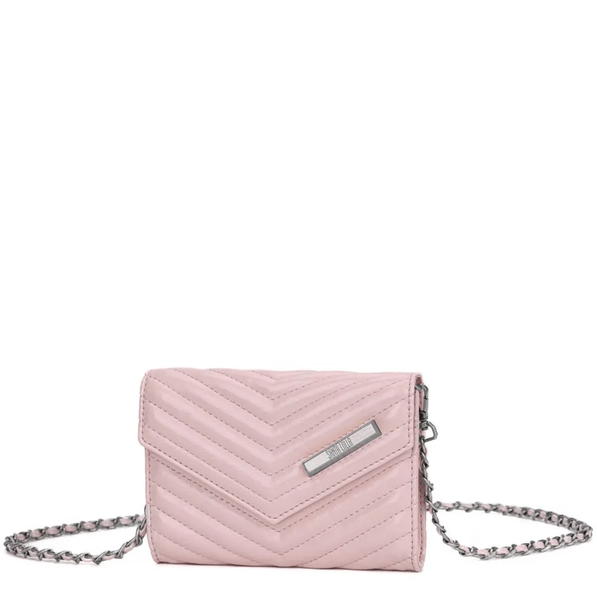 Bolsa Carteira Matelassê Rose Verniz Alça Corrente - vista 3 de 3