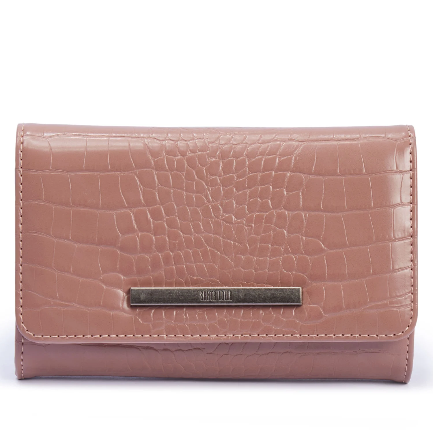 Bolsa Carteira Rose Croco Alça Transversal - vista 3 de 7