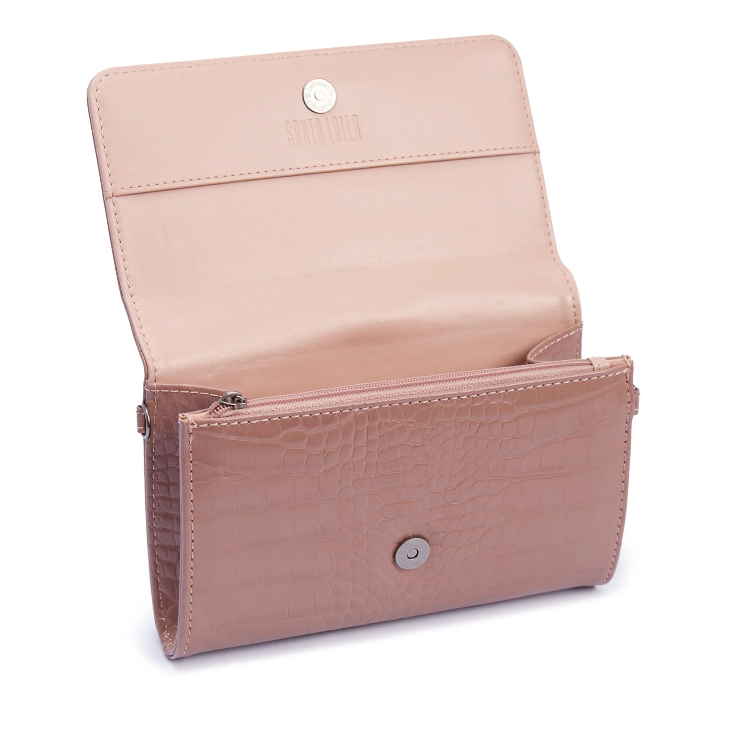 Bolsa Carteira Rose Croco Alça Transversal - vista 6 de 7