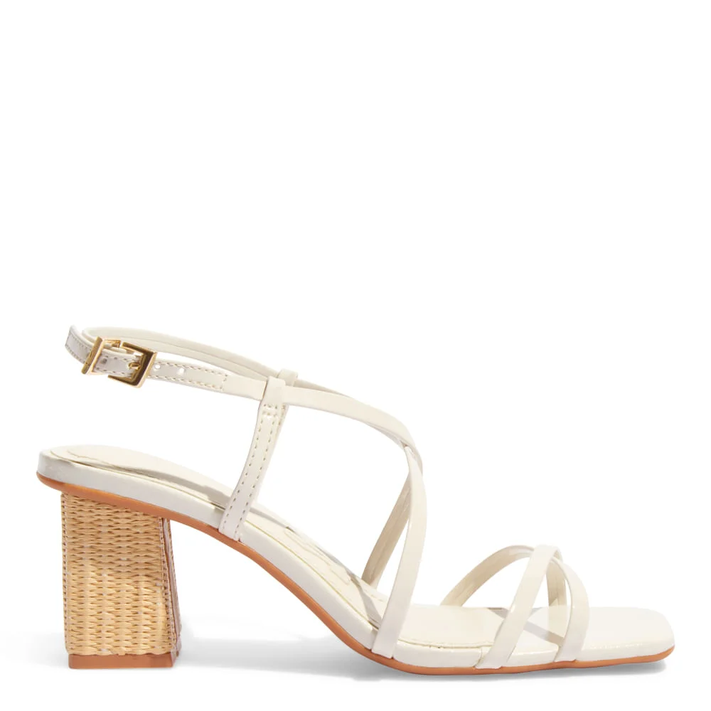 Sandália Verniz Glossy Off White Salto Bloco - vista 1 de 3