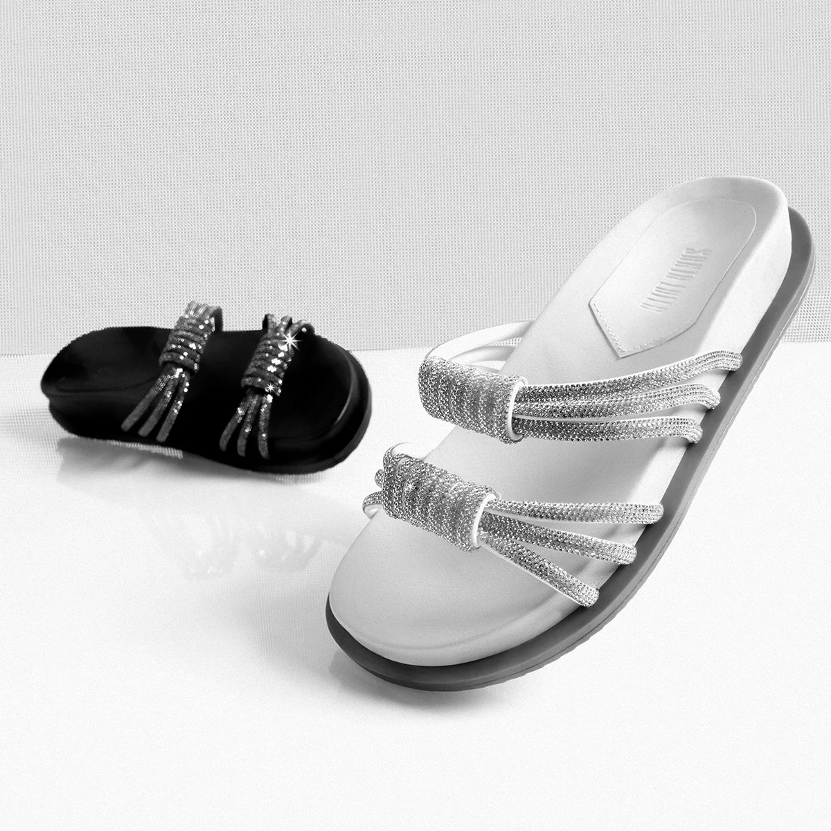 Papete Couro Confort Preto Strass - vista 5 de 5