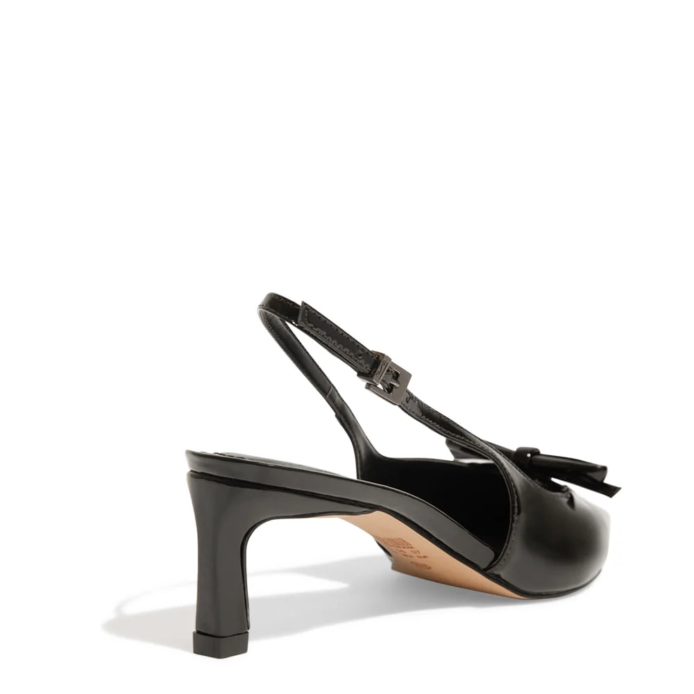 Scarpin Slingback Verniz Preto - vista 3 de 4