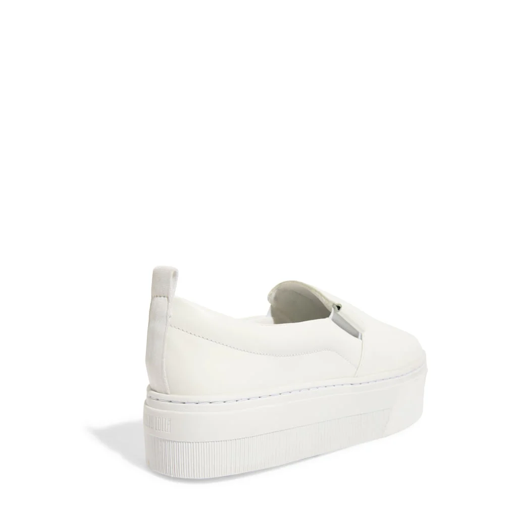 Tênis Slip On Plataforma Couro Confort Branco - vista 4 de 4