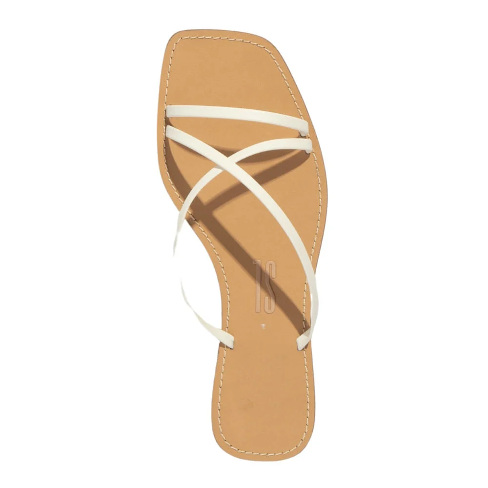 Rasteira Napa Soft Branca Bico Quadrado - vista 3 de 4