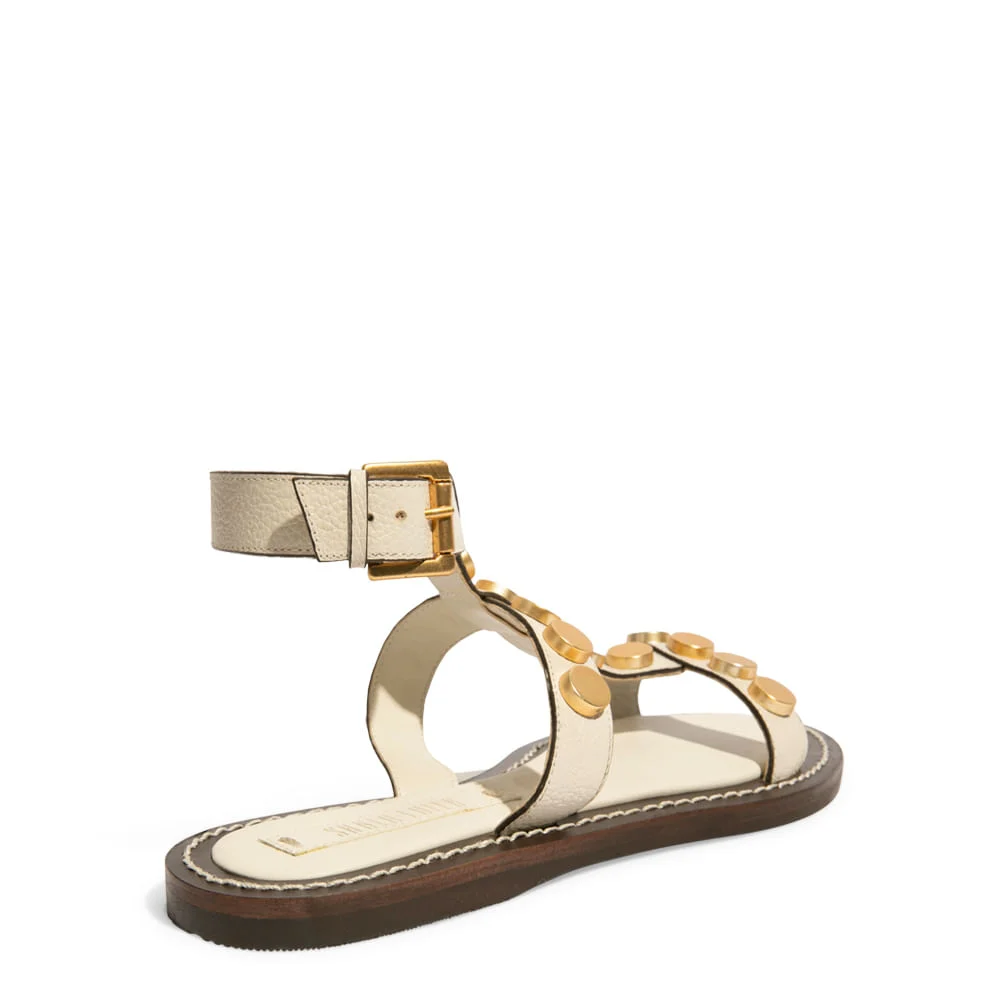 Rasteira Couro Tachas Off White - vista 5 de 5