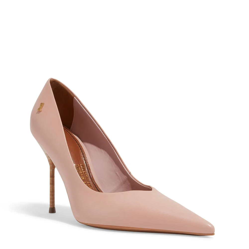Scarpin One Couro Nobre Soft Rosa Salto Alto - vista 2 de 3