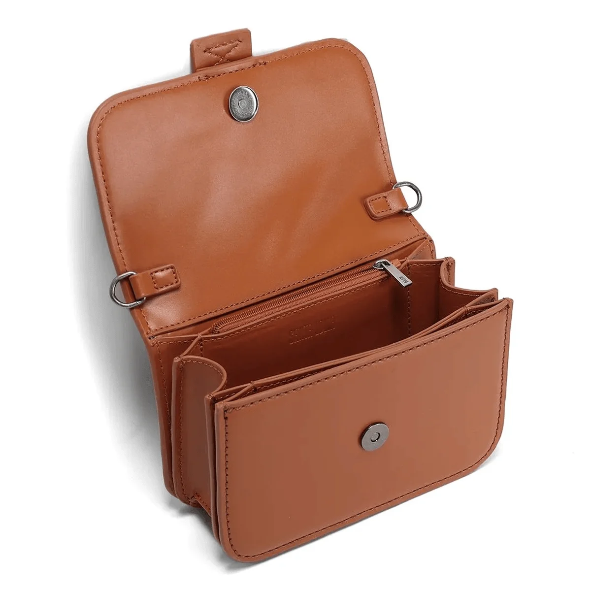 Bolsa Pequena Material Soft Marrom Canela Alça Dupla - vista 5 de 5
