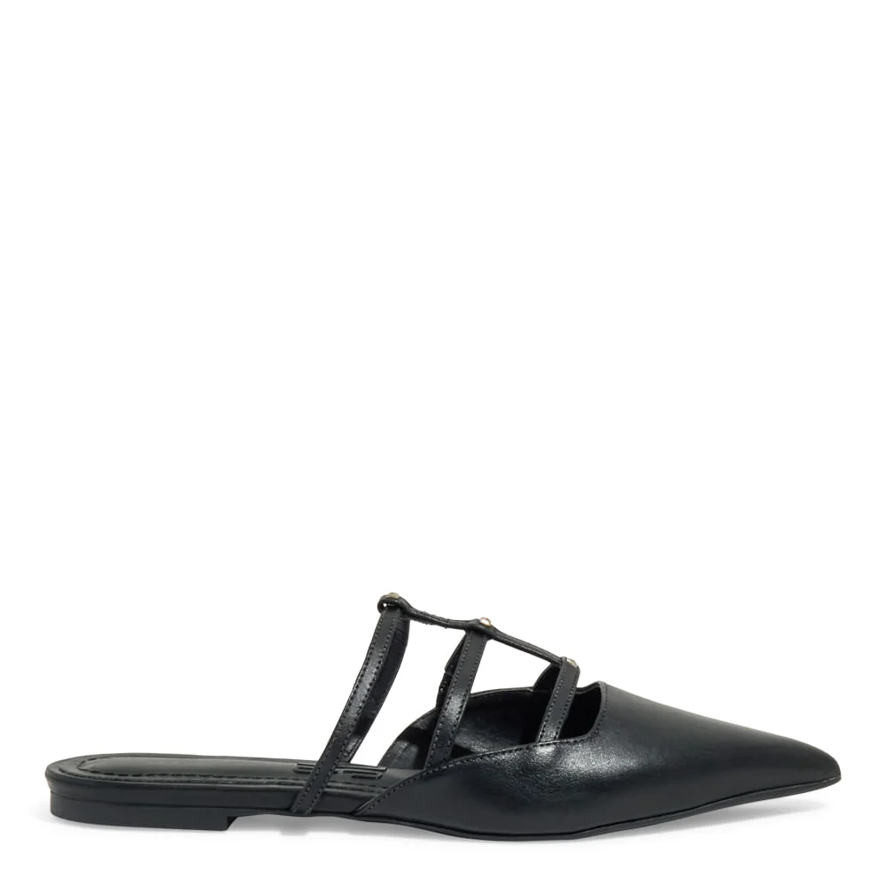 Mule Couro Confort Preto Bico Fino - vista 1 de 4