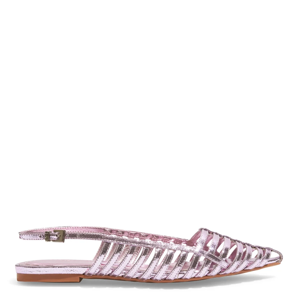 Sapatilha Slingback Rosa Claro Couro Craquele - vista 1 de 4