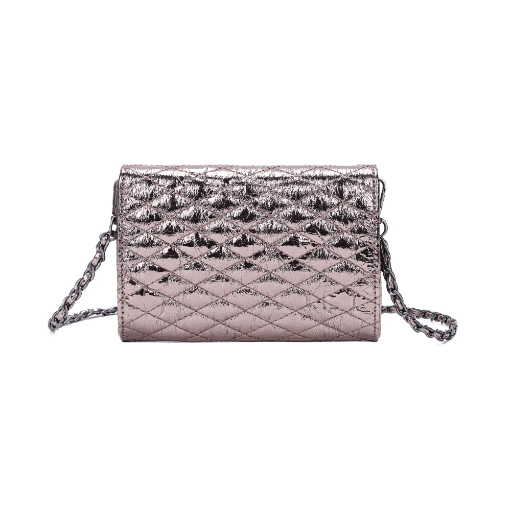 Bolsa Carteira Matelassê Material Metal Crinkle Cinza Grafite Alça Transversal - vista 5 de 5