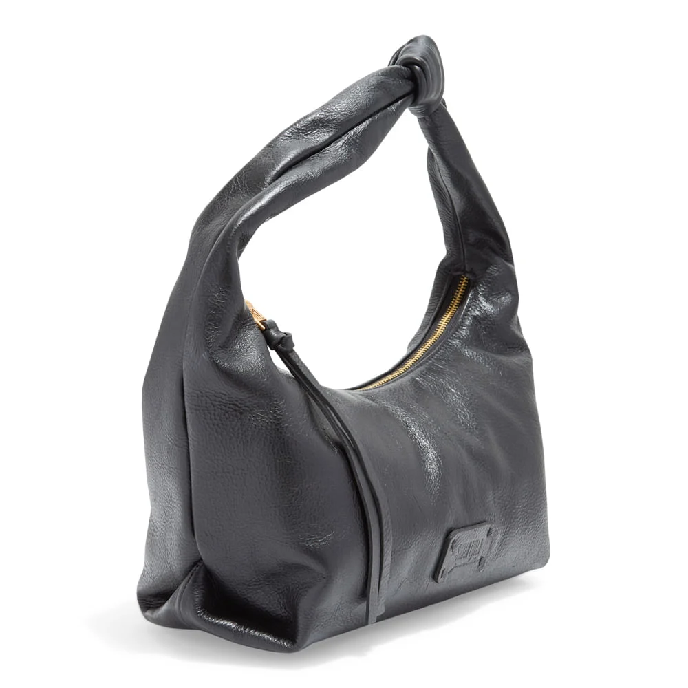 Bolsa Baguete Couro Floater Preto Alça Nó - vista 2 de 3