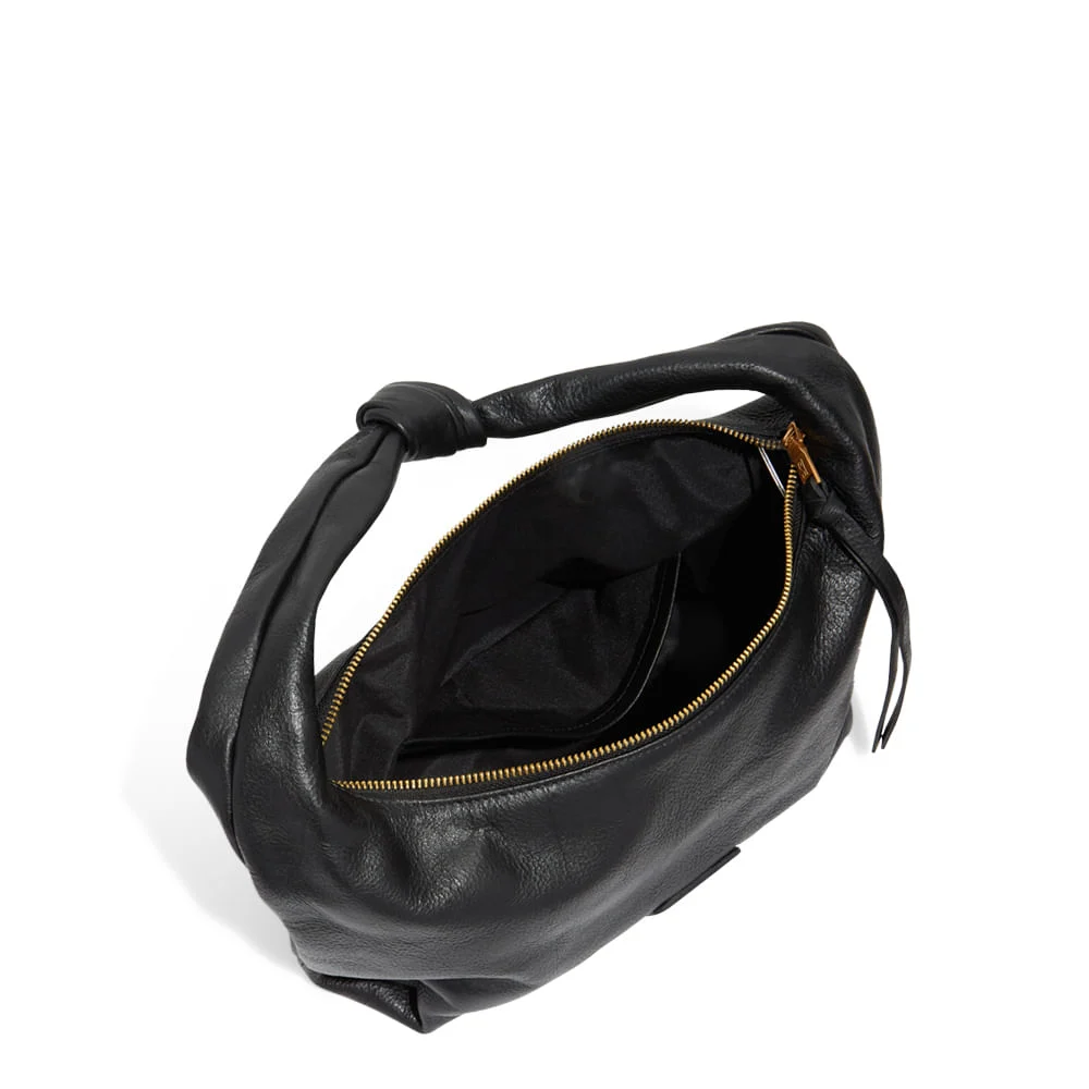 Bolsa Baguete Couro Floater Preto Alça Nó - vista 3 de 3