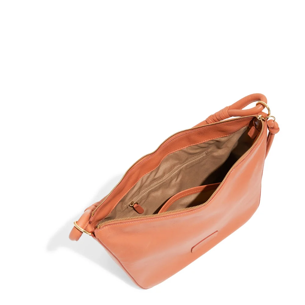 Bolsa Couro Floater Média Marrom Safari Alça De Ombro - vista 3 de 3
