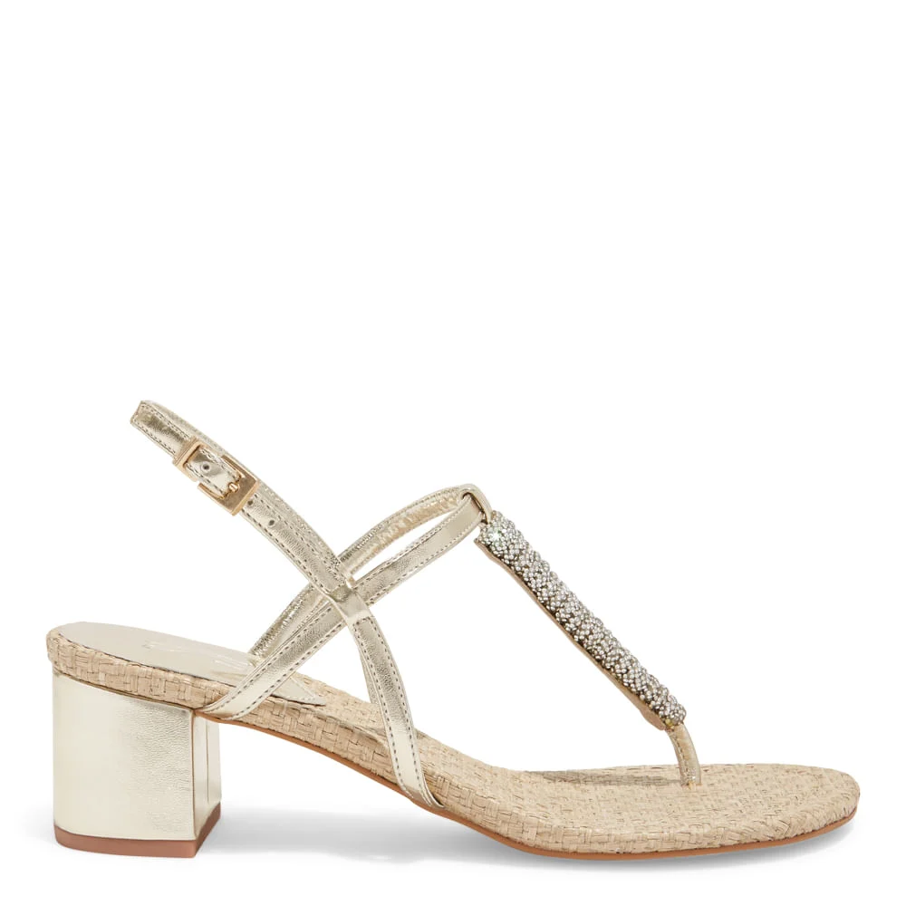Sandália Metallic Soft Salto Bloco Dourada - vista 1 de 3