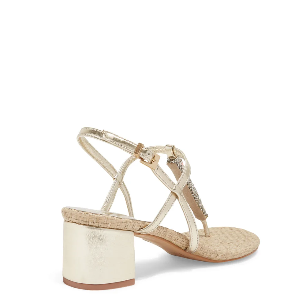 Sandália Metallic Soft Salto Bloco Dourada - vista 3 de 3