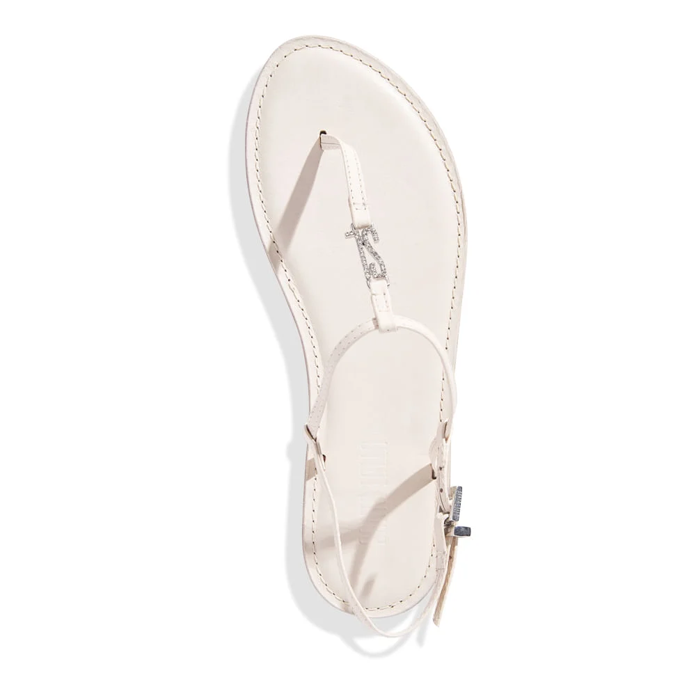 Rasteira Couro Nobre Tiras Finas Bico Redondo Off White - vista 4 de 4