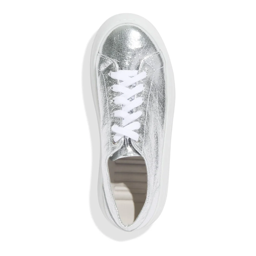 Tenis Couro Craquele Prata - vista 4 de 4
