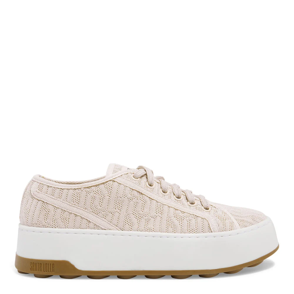 Tenis Knit Flatform Bege Amarração - vista 1 de 4