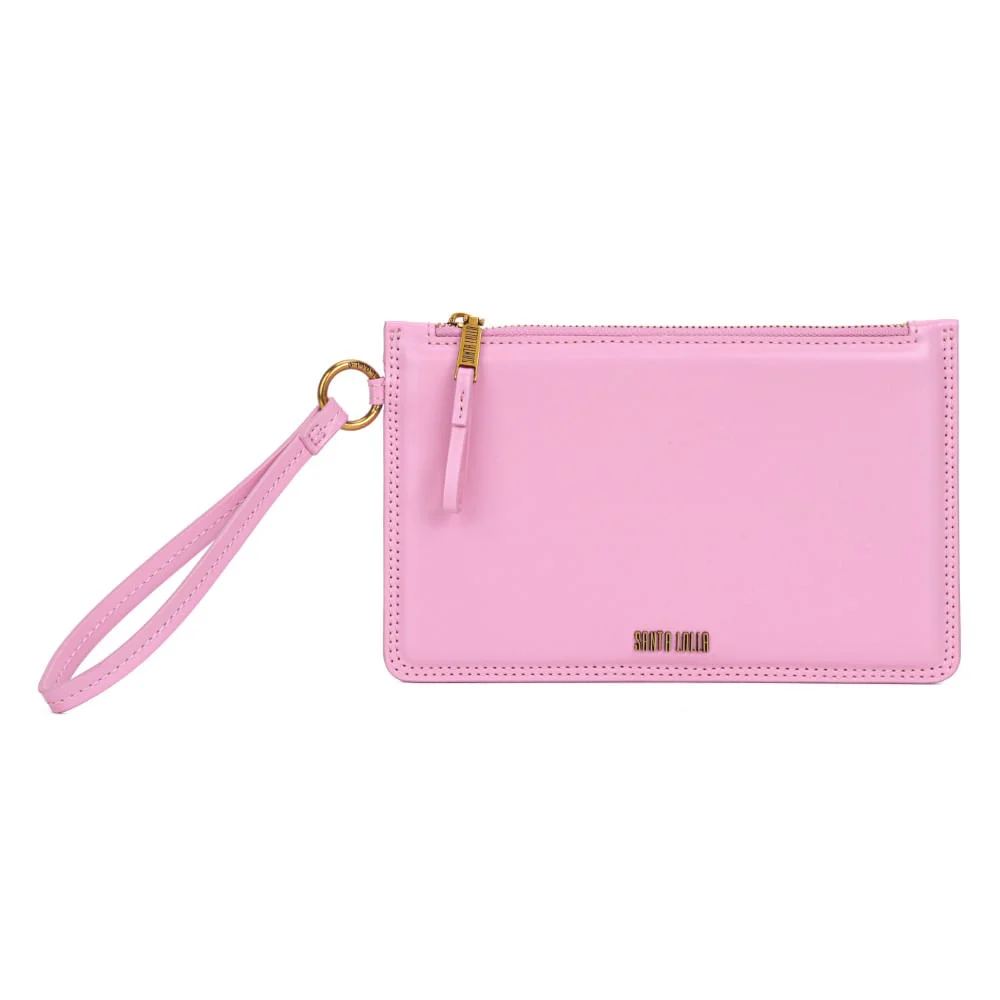 Clutch Pequena Soft Rosa Cotton Alça De Mão - vista 1 de 7