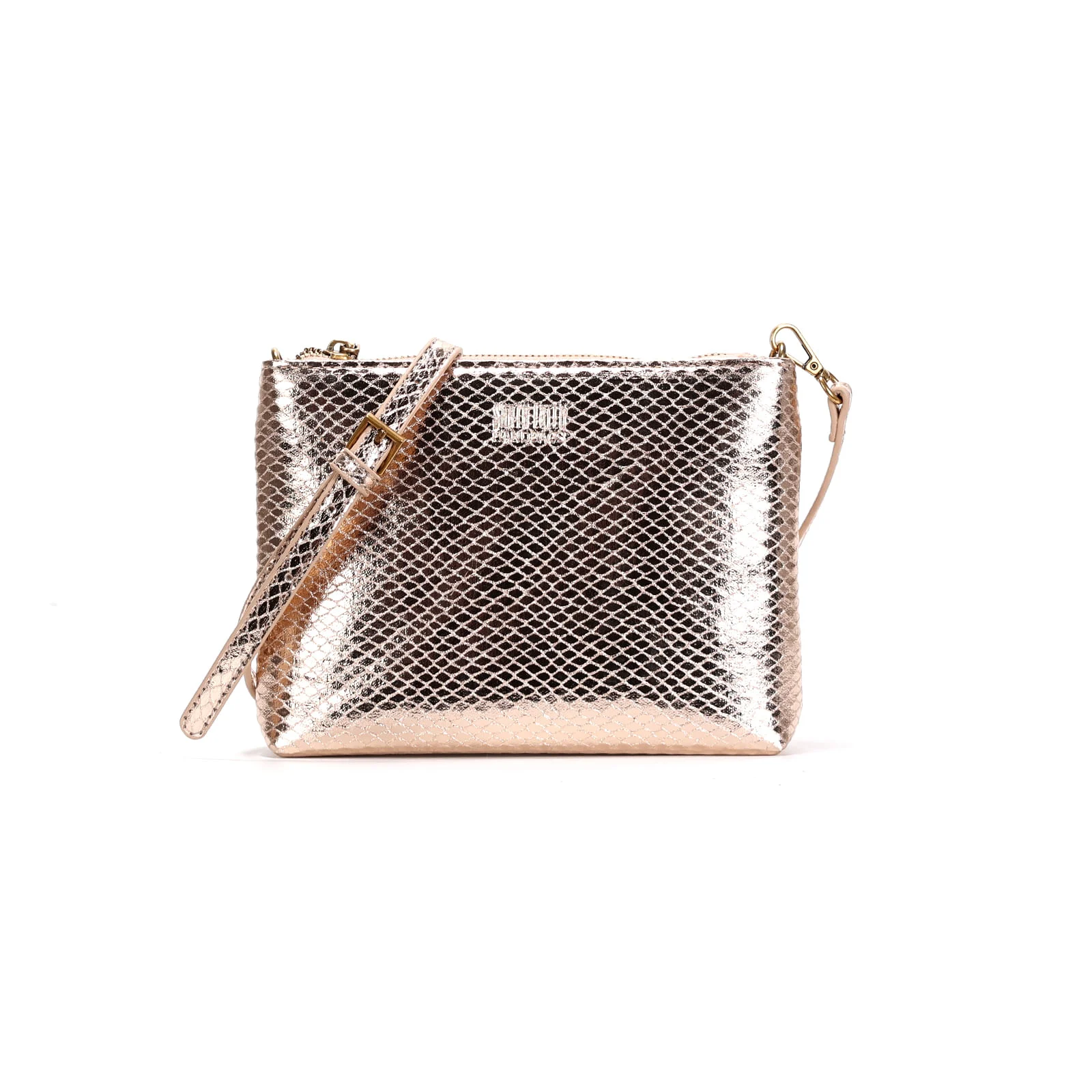 Bolsa Clutch Dourada Metalizada Alça Transversal - vista 1 de 3