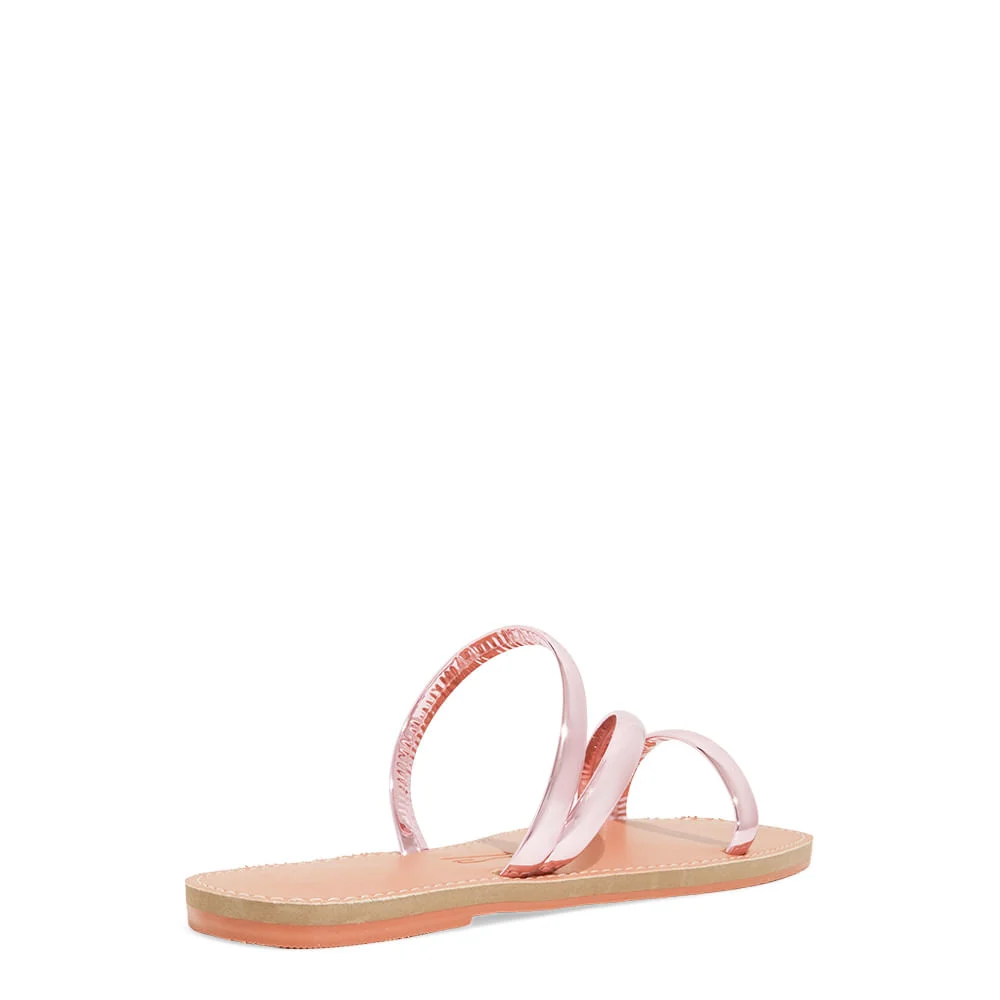 Rasteira Metalizada Specchio Rosa Bico Quadrado - vista 3 de 4
