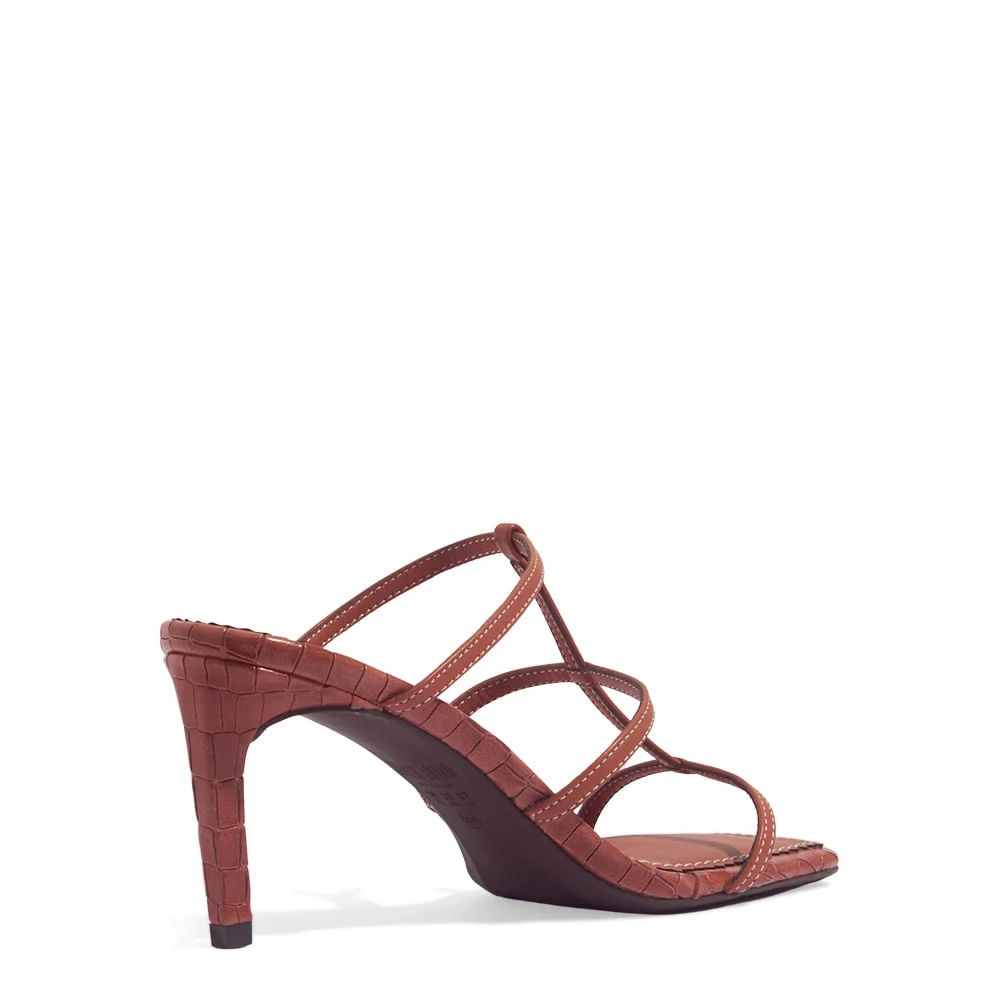Mule Couro Pelica Soft Marrom Safari Salto Alto Fino - vista 3 de 3