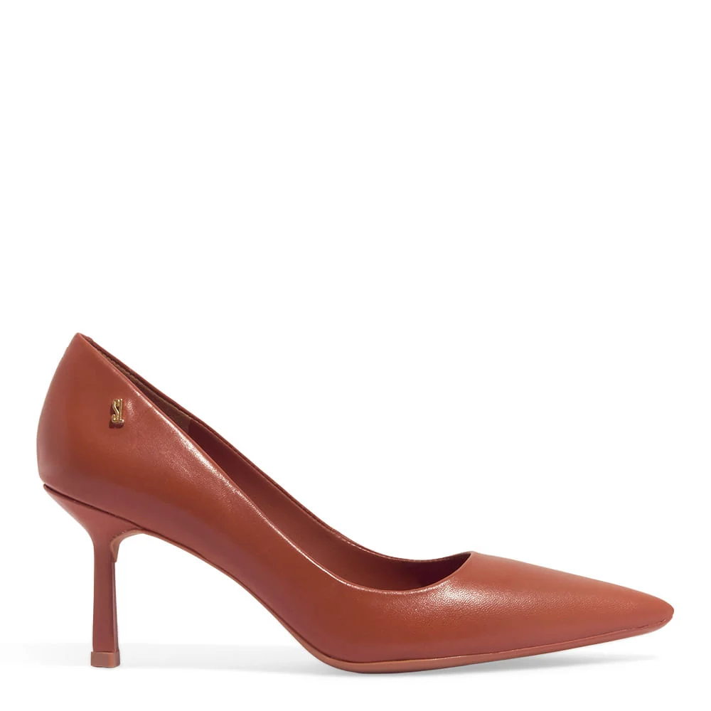 Scarpin Couro Pelica Soft Marrom Safari Bico Fino - vista 1 de 3